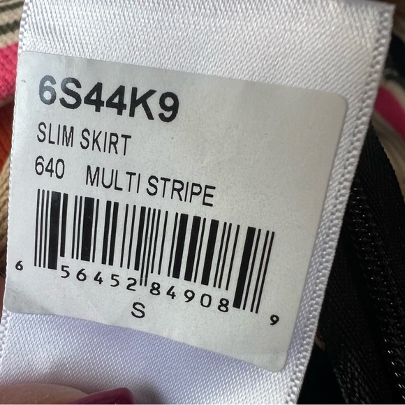 Tracy Reese Multicolored Slim Striped Pull On Pencil Skirt Zippered Slit, Small - Picture 7 of 12